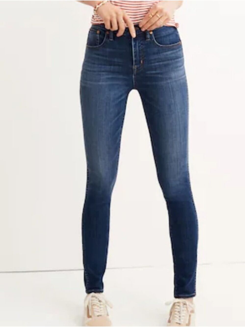 Madewell 10" High-Rise Skinny Jeans Medium Wash Denim Size 29 Whiskering